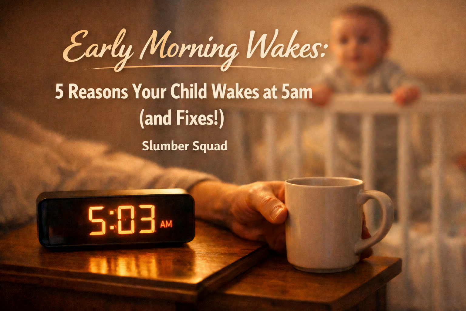 Clock showing 5:03 AM - early morning wake illustration