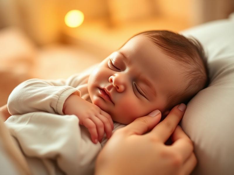 Peaceful baby being held by loving parent showing healthy sleep associations